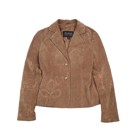 Wilsons Pelle Studio Leather Jacket Western Suede Stitched Brown Womens XS Boho - Picture 1 of 16